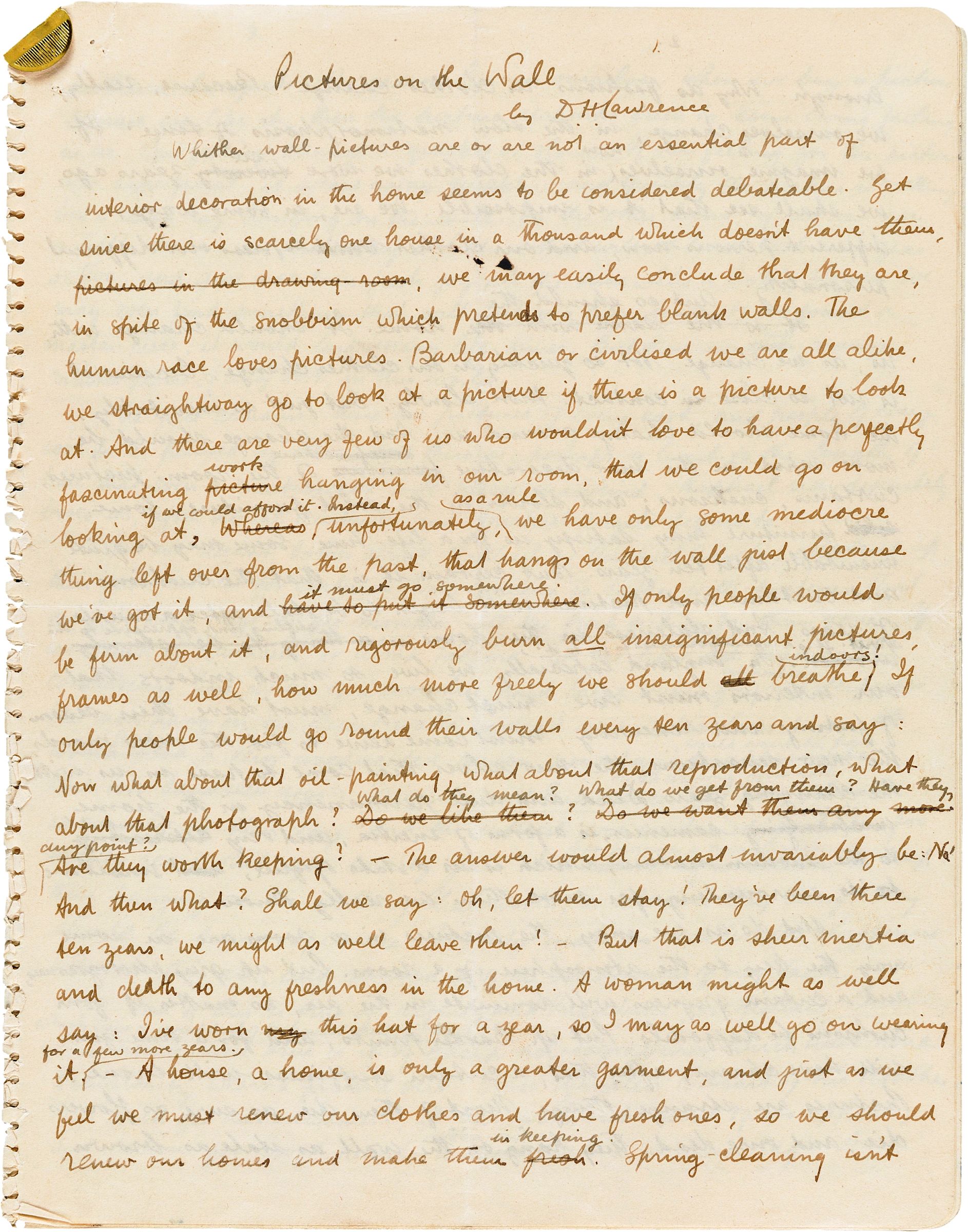 LITERARY MANUSCRIPTS, mostly New Arrivals, Part I