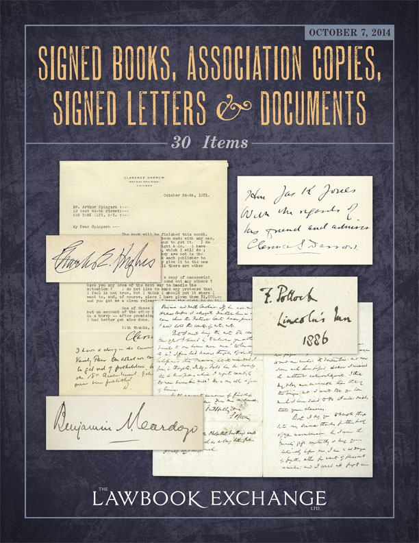 30 Signed Books, Association Copies, Signed Letters & Documents, October 7, 2014