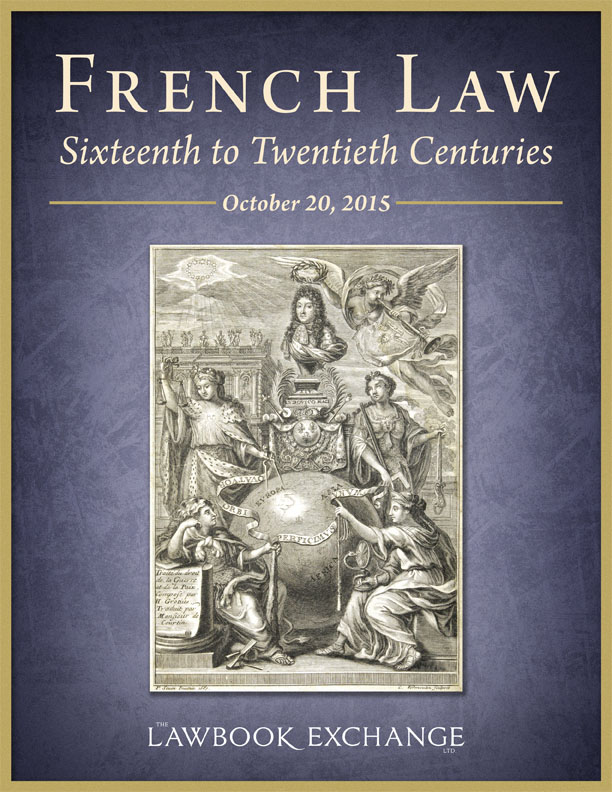 French Law, Sixteenth to Twentieth Centuries – October 20, 2015