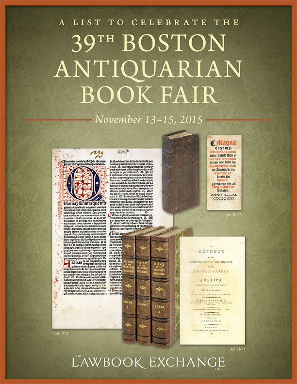 A List to Celebrate the 39th Boston Antiquarian Book Fair November 13-15, 2015