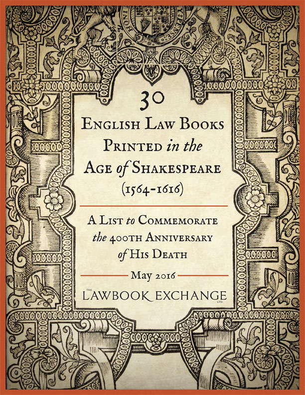 30 English Law Books Printed in the Age of Shakespeare (1564-1616)