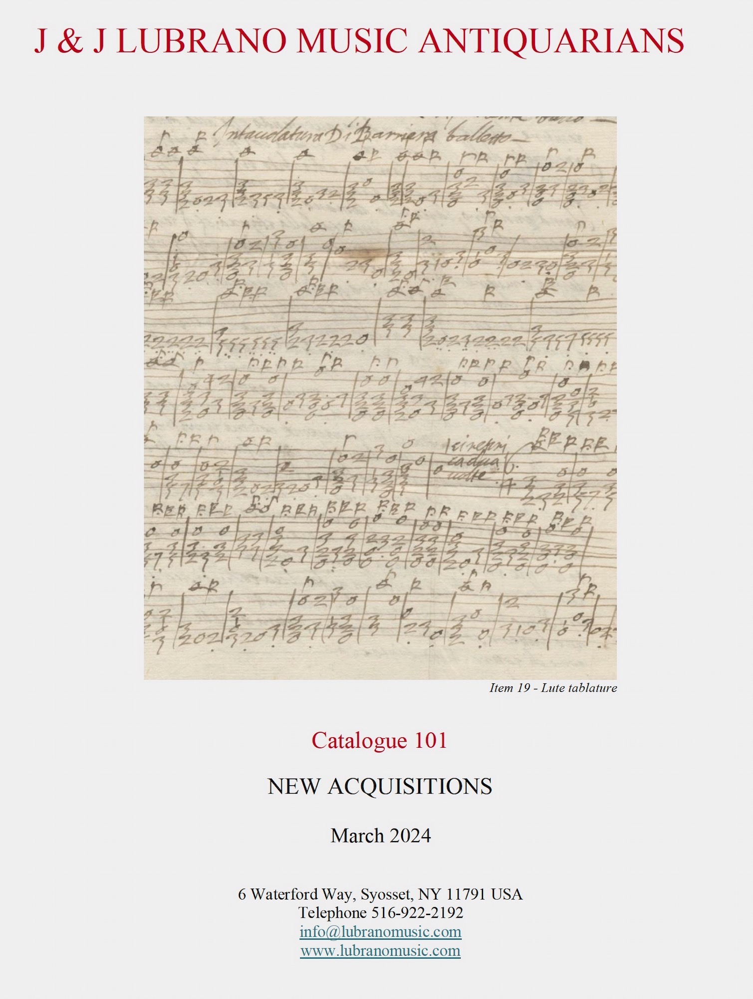 Catalogue 101: New Antiquarian Music Acquisitions March 2024