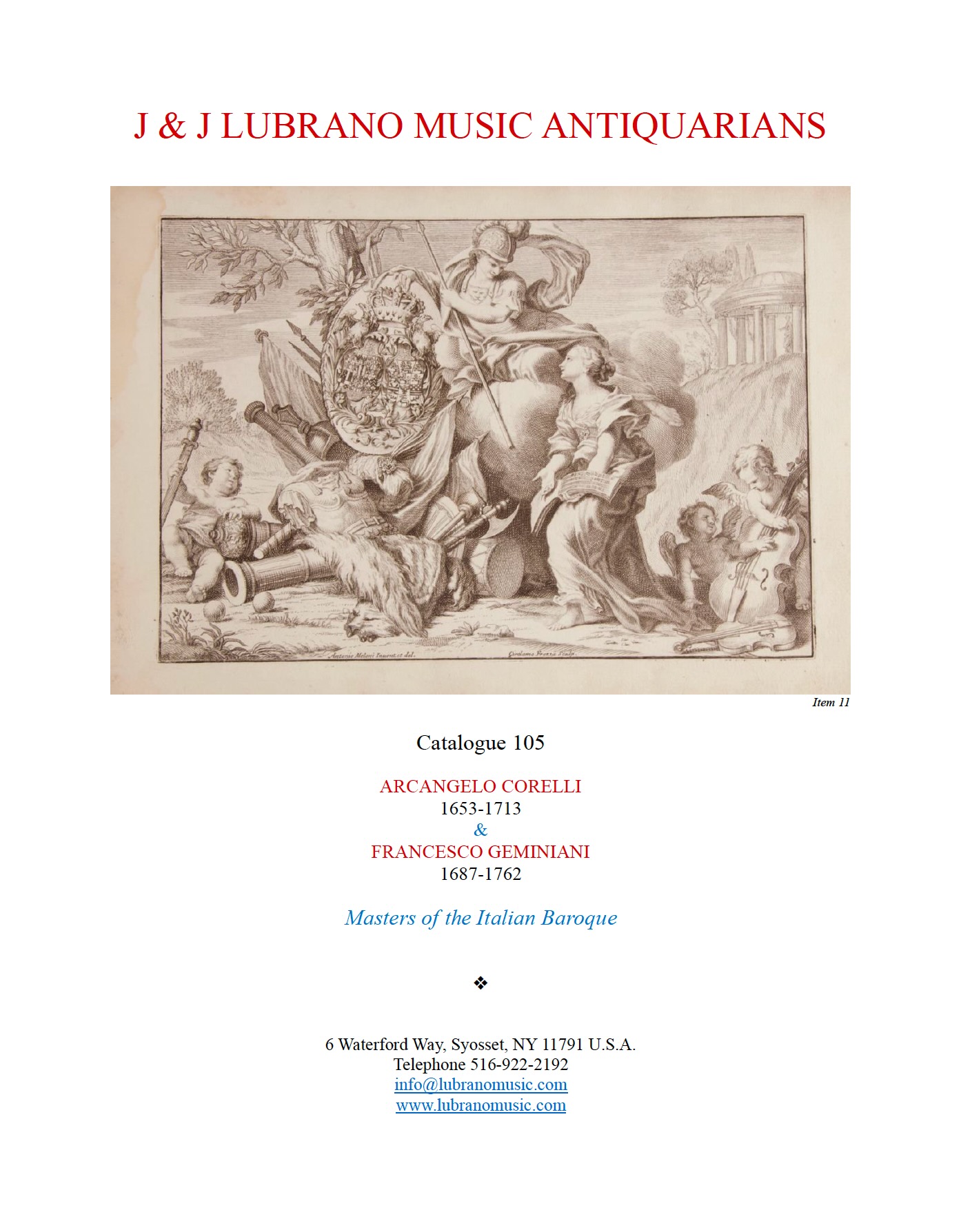 Catalogue 105: CORELLI & GEMINIANI Masters of the Italian Baroque