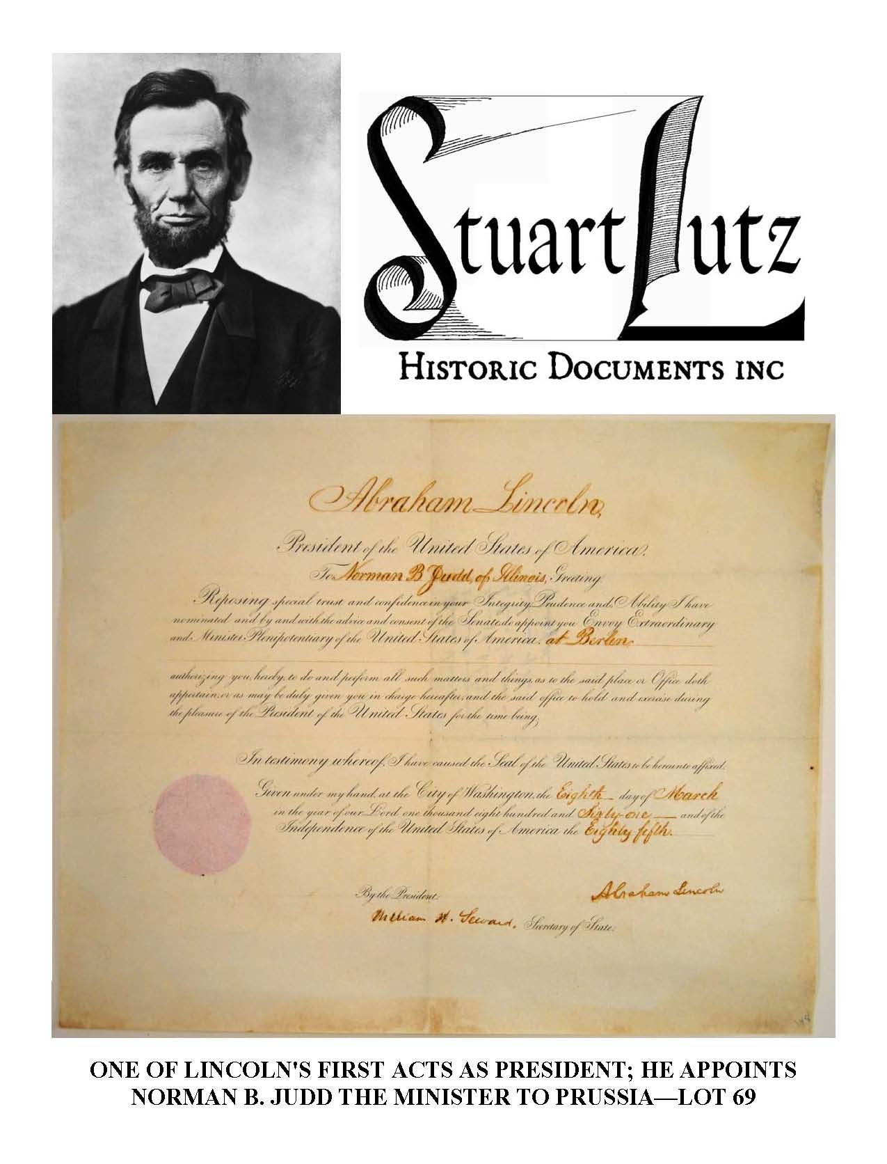Stuart Lutz Historic Documents catalog