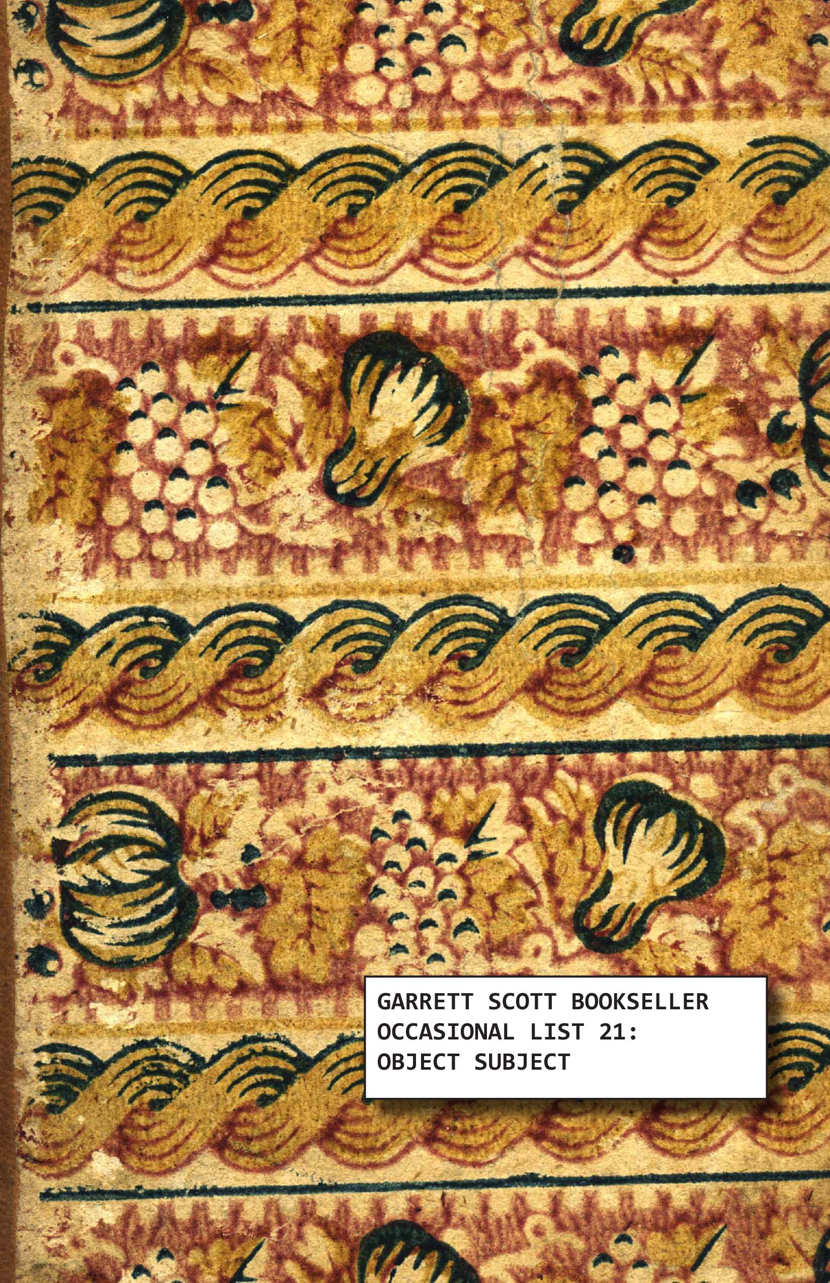 Occasional List 21: Object Subject