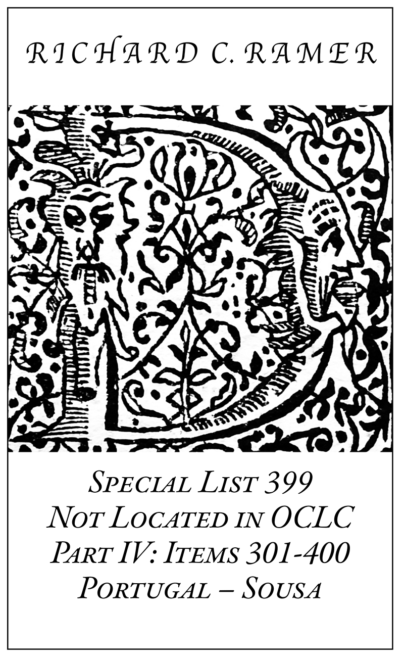 Special List 399: Not Located in OCLC, Part IV: Items 301-400, Portugal - Sousa