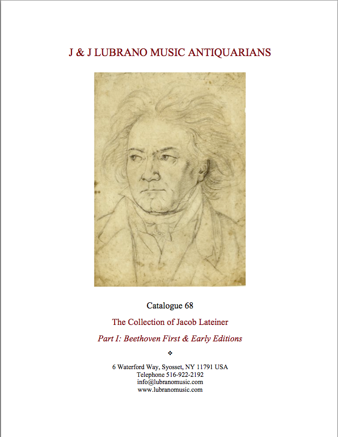 The Jacob Lateiner Collection Part I: Beethoven First & Early Editions