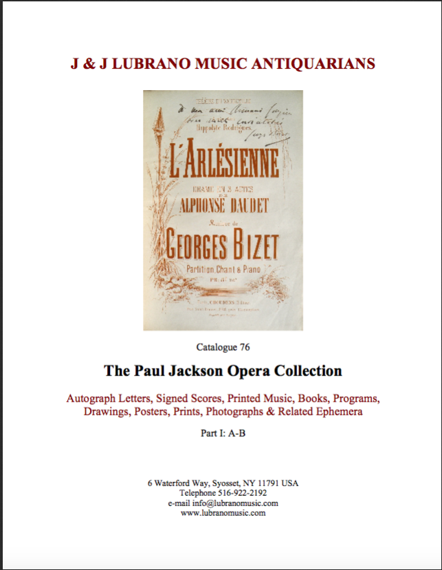 The Paul J. Jackson Opera Collection Part I: A-B