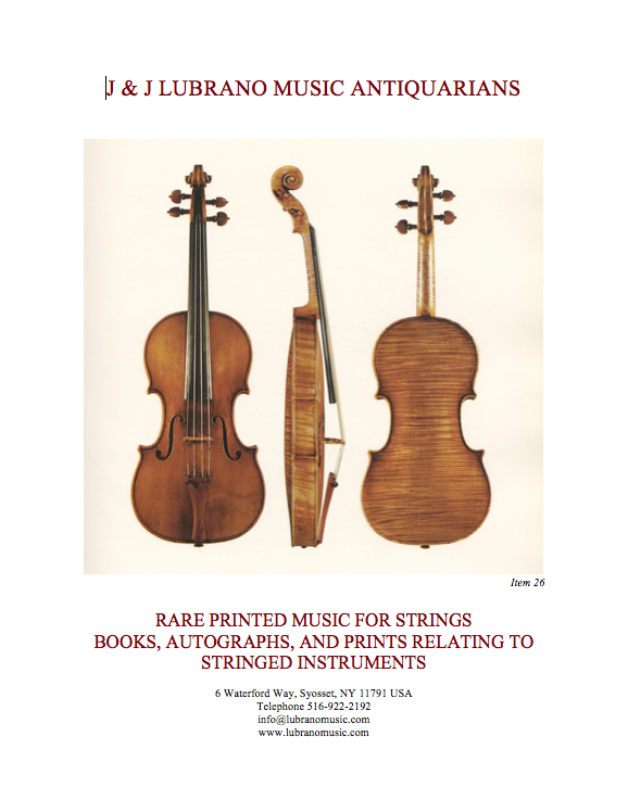 Rare Printed Music for Strings & Books, Autographs, and Prints Relating to Stringed Instruments