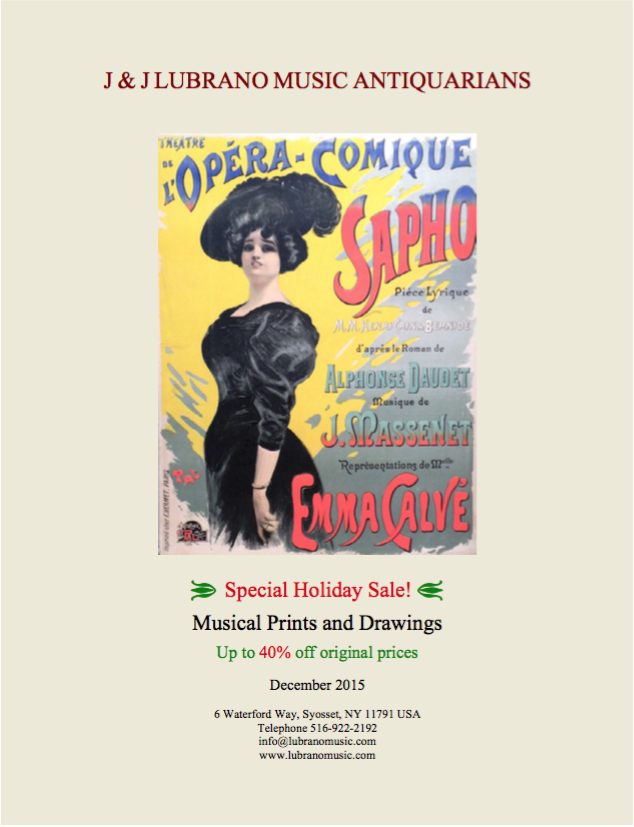 Musical Prints and Drawings - Special Holiday Sale Catalogue