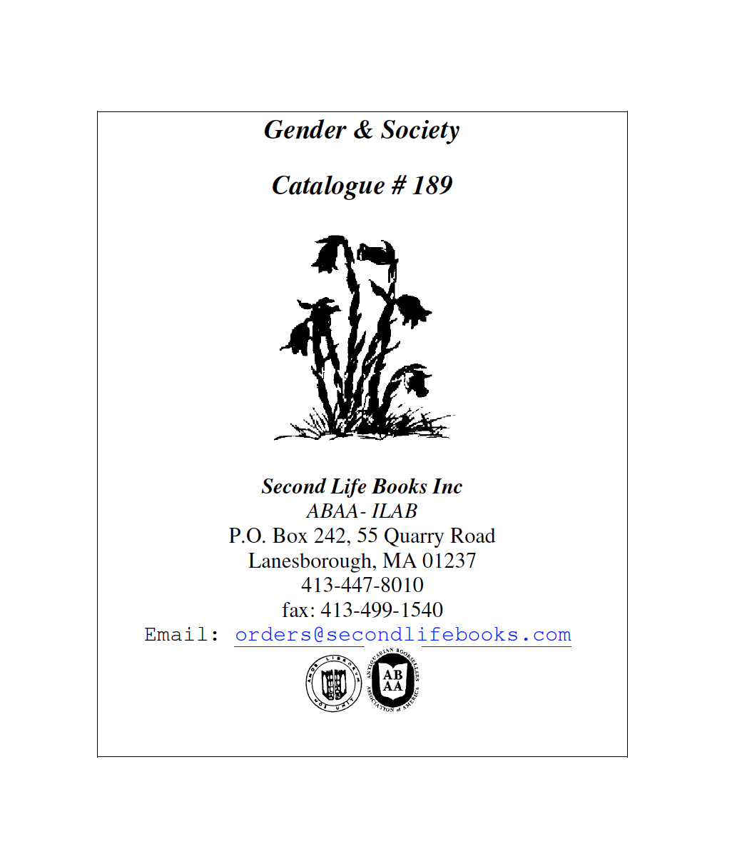 Catalogue #189: Gender & Society